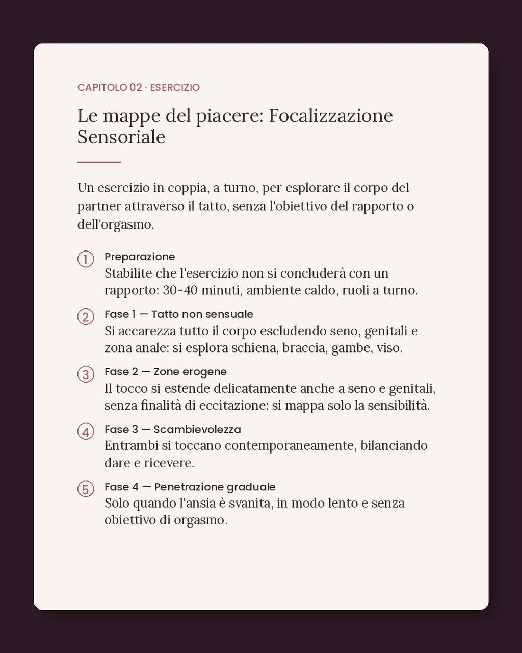 Esercizio pratico di focalizzazione sensoriale per coppie contro l'ansia da prestazione